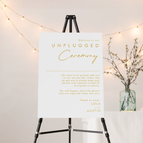Modern Minimalist Gold Unplugged Ceremony Foam Board Modern Minimalist Gold Unplugged Ceremony Foam Board
