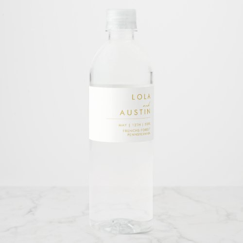 Modern Minimalist Gold  Water Bottle Label