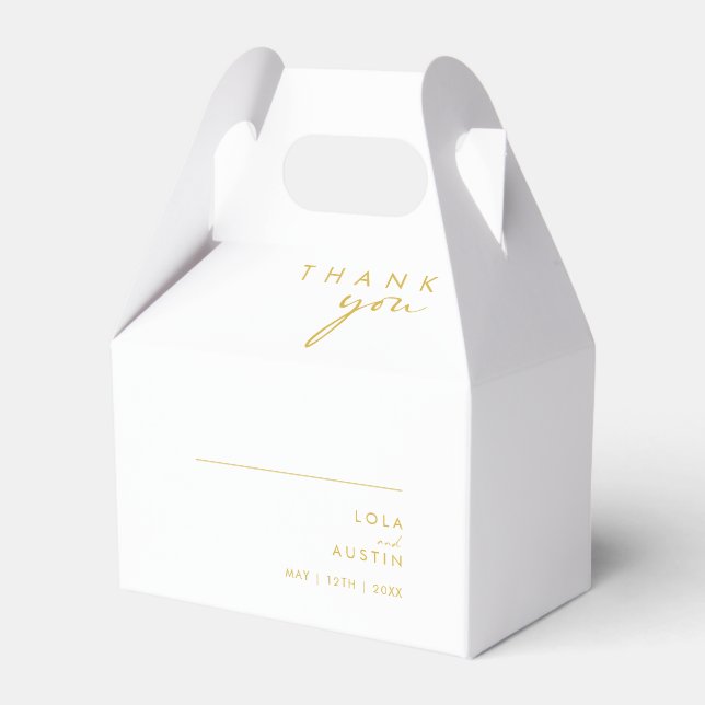 Modern Minimalist Gold Wedding Favor Box (Front Side)