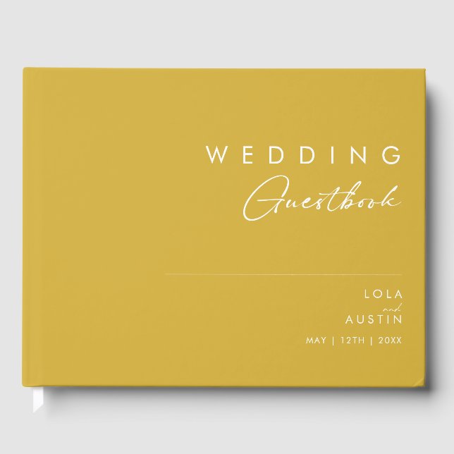 Modern Minimalist Gold Wedding Guest Book (Front)