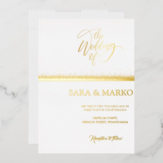 Modern Minimalist | Gold  Wedding Of Real Foil  Invitation (Envelope)