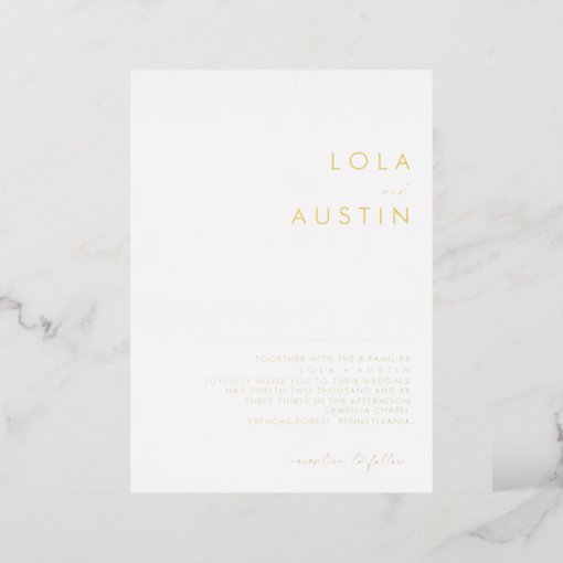 Modern Minimalist | Gold Wedding Real Foil Invitation | Zazzle