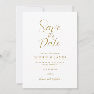 Modern Minimalist Gold Wedding Save The Date Invitation