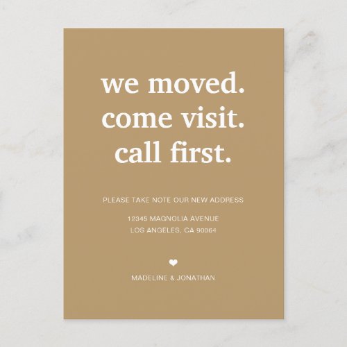 Modern Minimalist Gold Weve Moved Moving Announcement Postcard