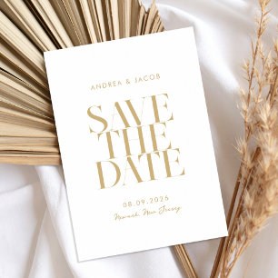 Modern Minimalist Gold White Chic Wedding Save The Date