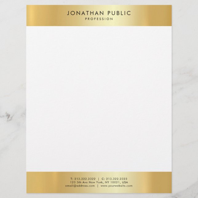 Modern Minimalist Gold White Elegant Template Letterhead (Front)
