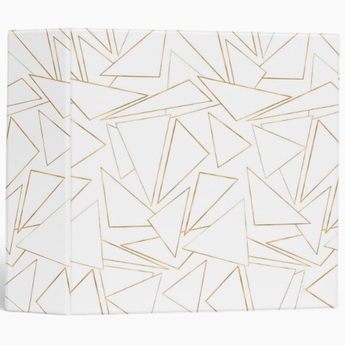 Modern Minimalist Gold White Strokes Triangles 3 Ring Binder