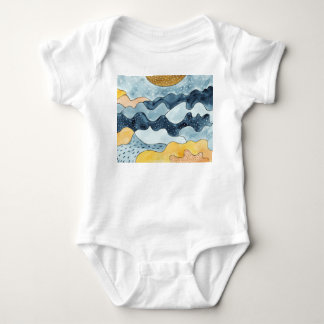 Modern Minimalist Golden Sun Illustration Baby Bodysuit