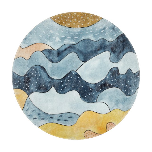 Modern Minimalist Golden Sun Illustration Cutting Board (Front)