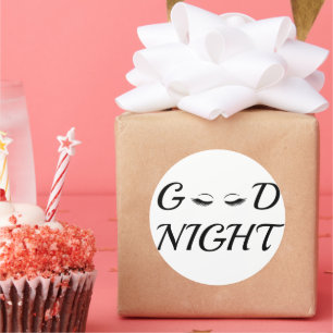 Modern Minimalist Good Night Eyelashes Aesthetic Classic Round Sticker