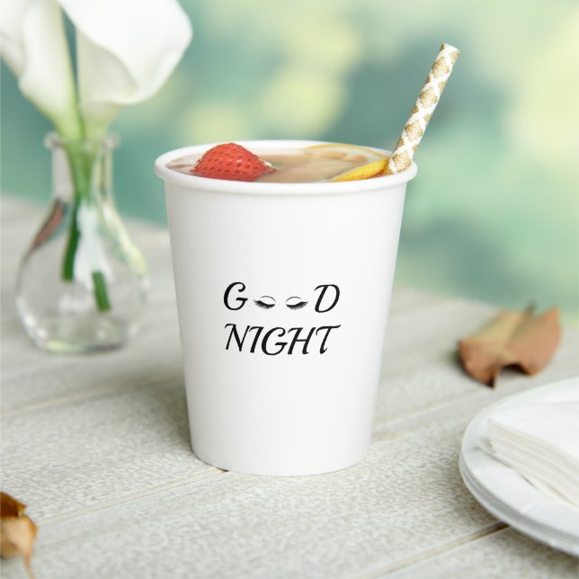 Modern Minimalist Good Night Eyelashes Aesthetic Paper Cups (Insitu)