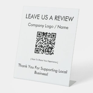 Modern Minimalist Google Review QR Code Pedestal Sign