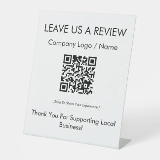 Modern Minimalist Google Review QR Code Pedestal Sign