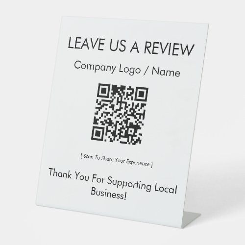 Modern Minimalist Google Review QR Code Pedestal Sign
