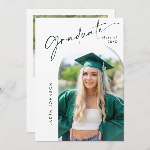 Modern Minimalist Grad 2 PHOTO Graduation Party Invitation