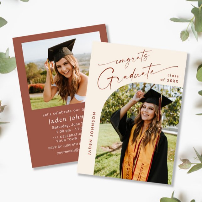 Modern Minimalist Grad 2 PHOTO Graduation Party Invitation (Creator Uploaded)