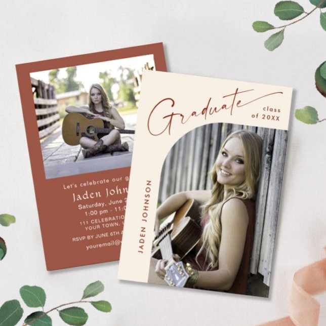 Modern Minimalist Grad 2 PHOTO Graduation Party Invitation (Creator Uploaded)