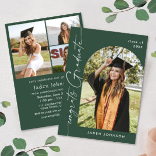 Modern Minimalist Grad 4 PHOTO Graduation Party Invitation