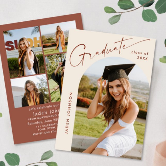 Modern Minimalist Grad 5 PHOTO Graduation Party Invitation (Creator Uploaded)