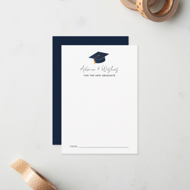 Modern Minimalist Grad Advice & Wishes Note Card (Front/Back In Situ)