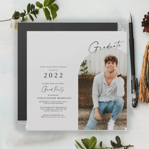 Modern Minimalist Grad Invitation Photo Magnet