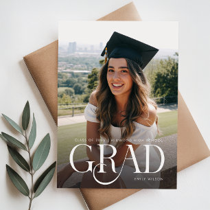 Modern Minimalist Grad Photo Graduation Announce Postcard