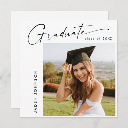 Modern Minimalist Grad PHOTO Graduation Party Invitation