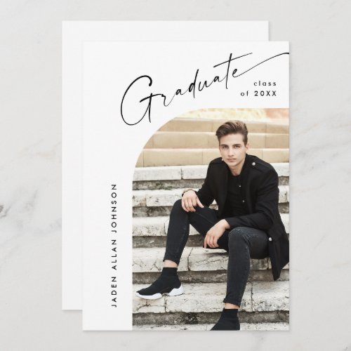 Modern Minimalist Grad PHOTO Graduation Party Invitation