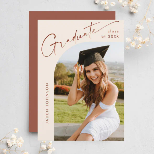 Modern Minimalist Grad PHOTO Graduation Party Invitation | Zazzle
