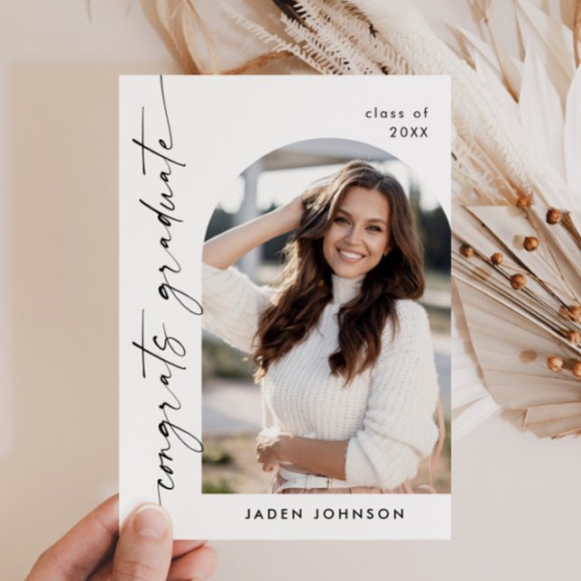 Modern Minimalist Grad PHOTO Graduation Party Invitation (Creator Uploaded)