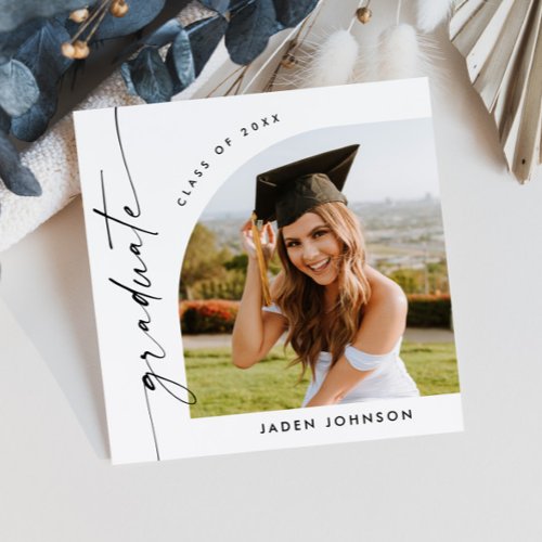 Modern Minimalist Grad PHOTO Graduation Party Invitation