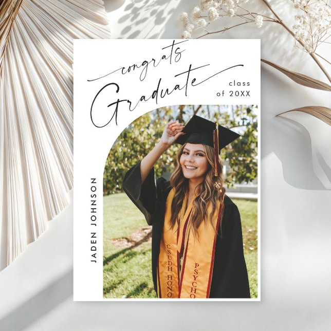 Modern Minimalist Grad PHOTO Graduation Party Invitation (Creator Uploaded)