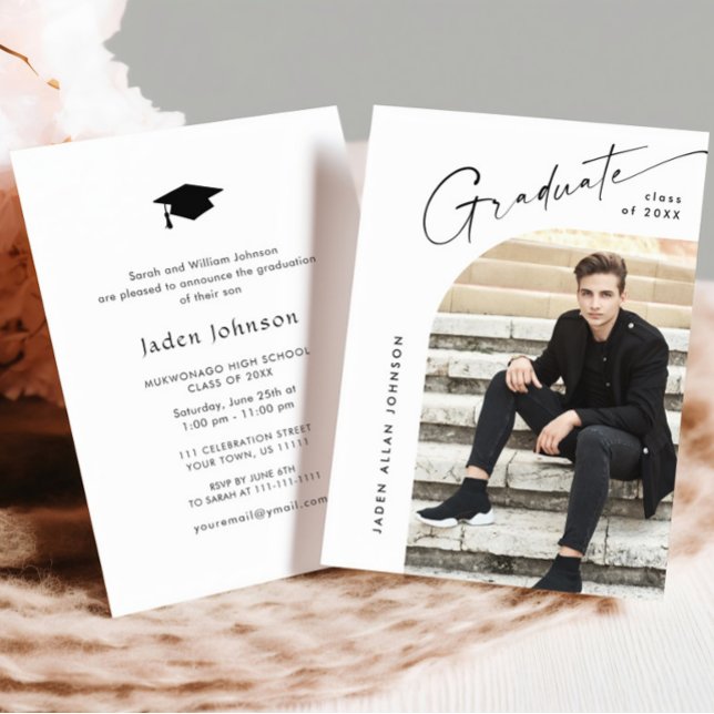 Modern Minimalist Grad PHOTO Graduation Party Invitation (Creator Uploaded)