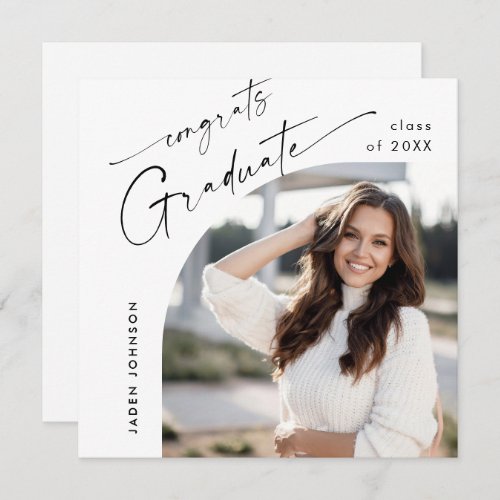 Modern Minimalist Grad PHOTO Graduation Party Invitation