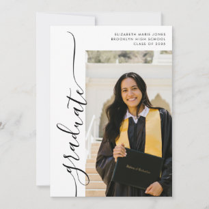 Modern Minimalist Graduate Grad Photo Graduation Announcement