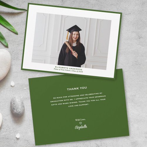 Modern Minimalist Graduate Photo Graduation Thank You Card