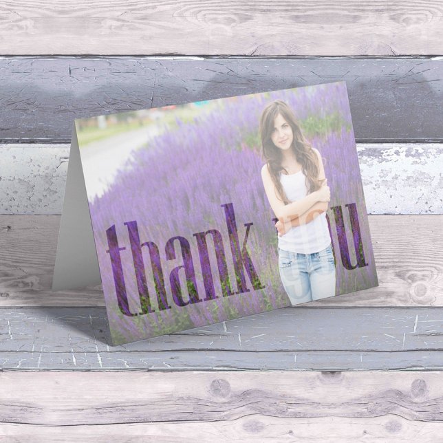 Modern Minimalist Graduate Photo Typography  Thank You Card (Modern minimalist graduate thank you card with clean typography and photo focus.)