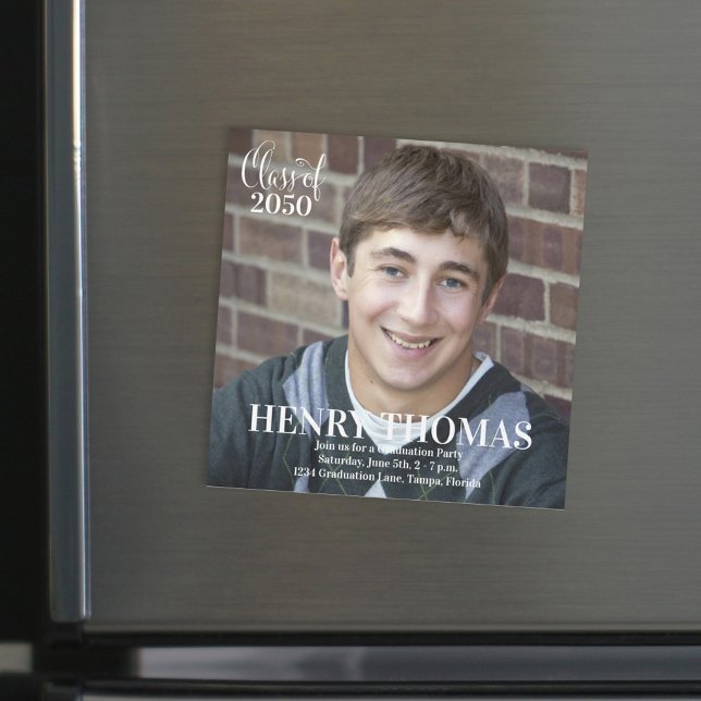 Modern Minimalist Graduate Simple Photo Magnet (Creator Uploaded)