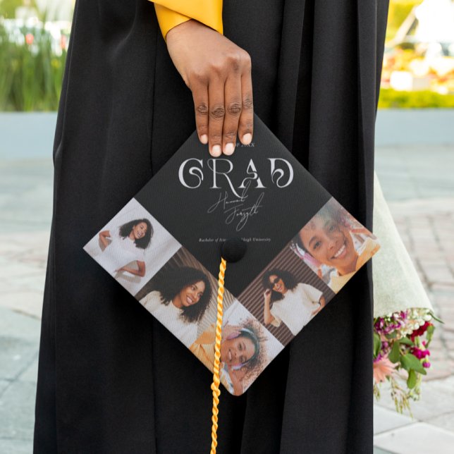 Modern Minimalist | Graduation 5 Photo Graduation Cap Topper (Creator Uploaded)
