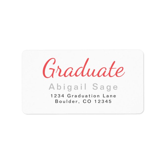 Modern Minimalist Graduation Address Label (Front)