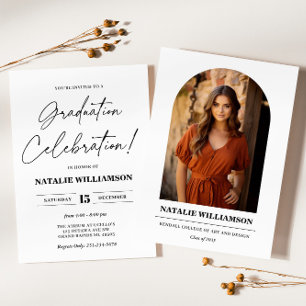 Modern Minimalist Graduation Invitation with Photo