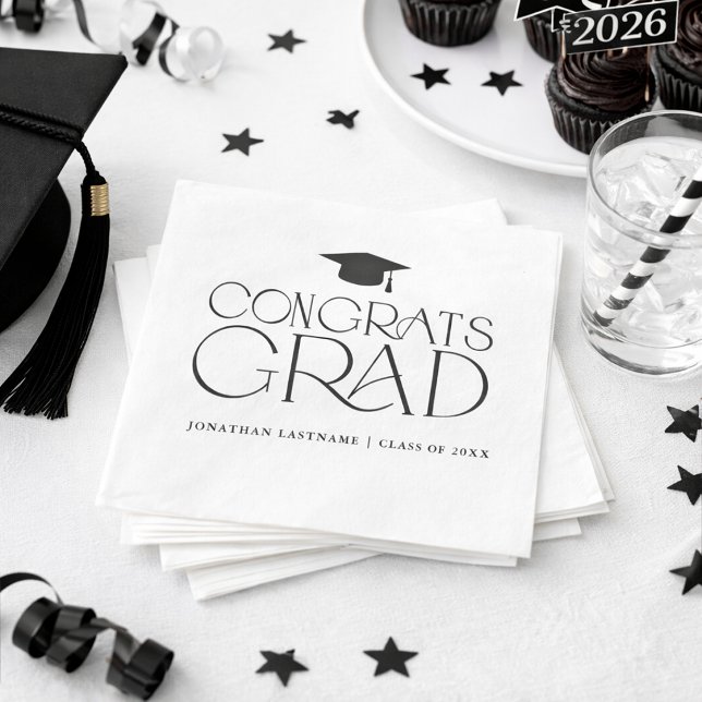 Modern Minimalist Graduation  Napkins (Modern Minimalist Graduation Napkins)