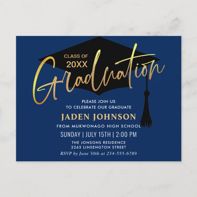 Modern Minimalist Graduation Party Announcement Postcard (Front)