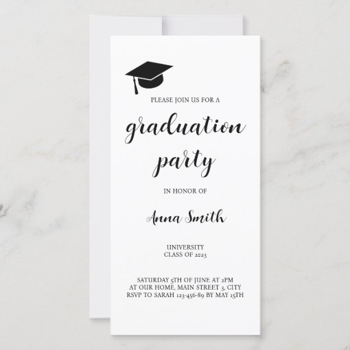 Modern Minimalist Graduation Party Invitation | Zazzle