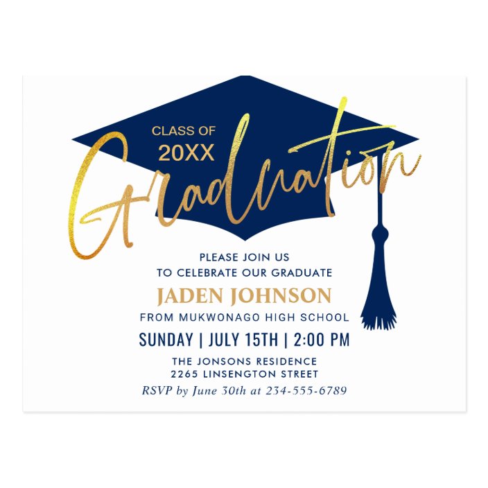 Modern Minimalist Graduation Party Invitation Postcard | Zazzle.com