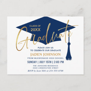 Modern Minimalist Graduation Party Invitation Postcard