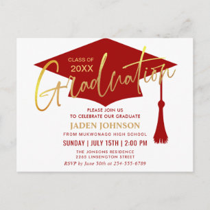 Modern Minimalist Graduation Party Invitation Postcard