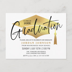 Modern Minimalist Graduation Party Invitation Postcard