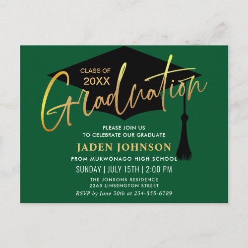 Modern Minimalist Graduation Party Invitation Postcard