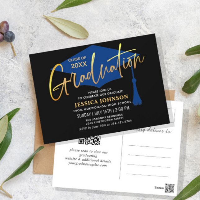 Modern Minimalist Graduation Party Invitation Postcard (Creator Uploaded)